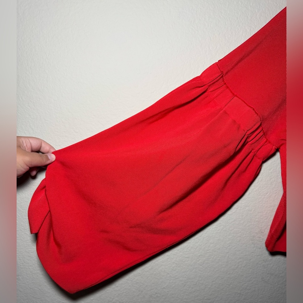 Women’s ZARA Medium Red Cropped Puff Sleeve Top - Picture 8 of 12